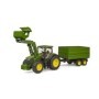 Bruder tractor John Deere 7R 350 cu incarcator frontal si remorca basculanta pe osie